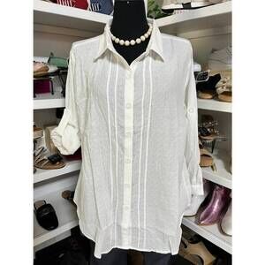 NEW CAMILLE & CO women's sweet notion button up shirt in white